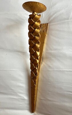 Stunning gold leaf wrought pair of braid shipped sconces