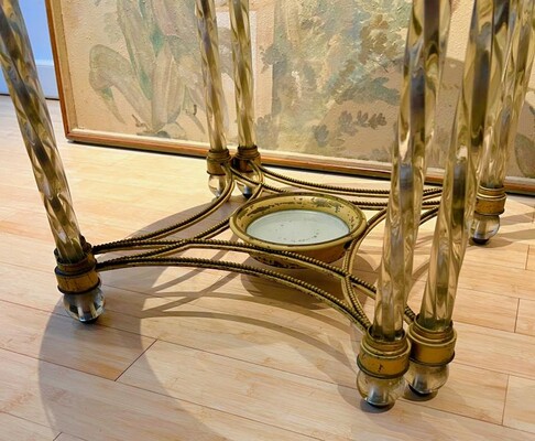 Stunning neo classical glass and metal center or coffee table