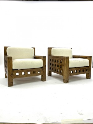 Stunning sturdy Alp lounge-chairs newly covered in faux fur