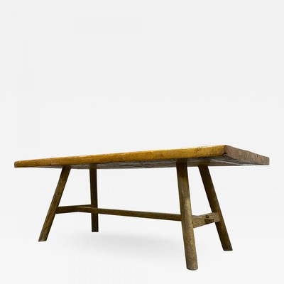 Sturdy Brutalist solid pine and ash tree long organic table