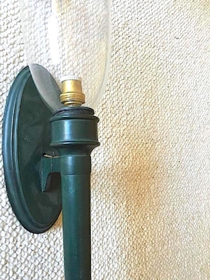Style Andre Arbus 1940s Green Antic Patina Sconces