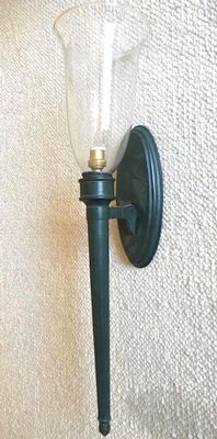 Style Andre Arbus 1940s Green Antic Patina Sconces