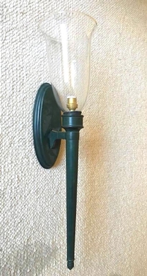 Style Andre Arbus 1940s Green Antic Patina Sconces