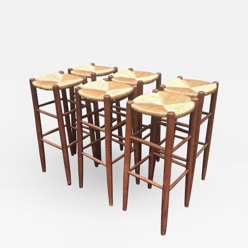 Style Charlotte Perriand Six Rush Bar Stools