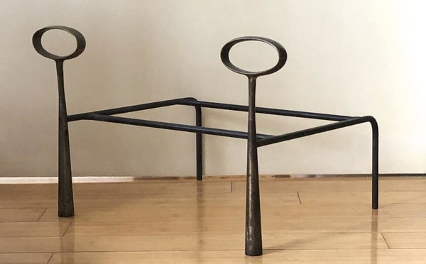 Style of Gio Ponti brass and iron refined andiron