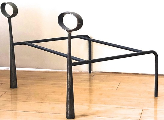 Style of Gio Ponti brass and iron refined andiron