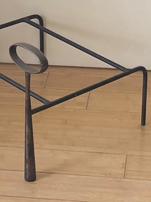 Style of Gio Ponti brass and iron refined andiron