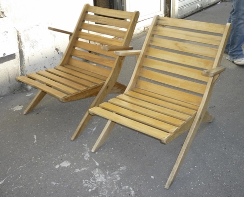 Style of Jeanneret Set of 4 Folding Lounge Chairs