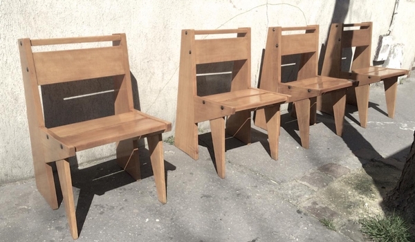 Style of Jeanneret Set of Four Modernist Chairs