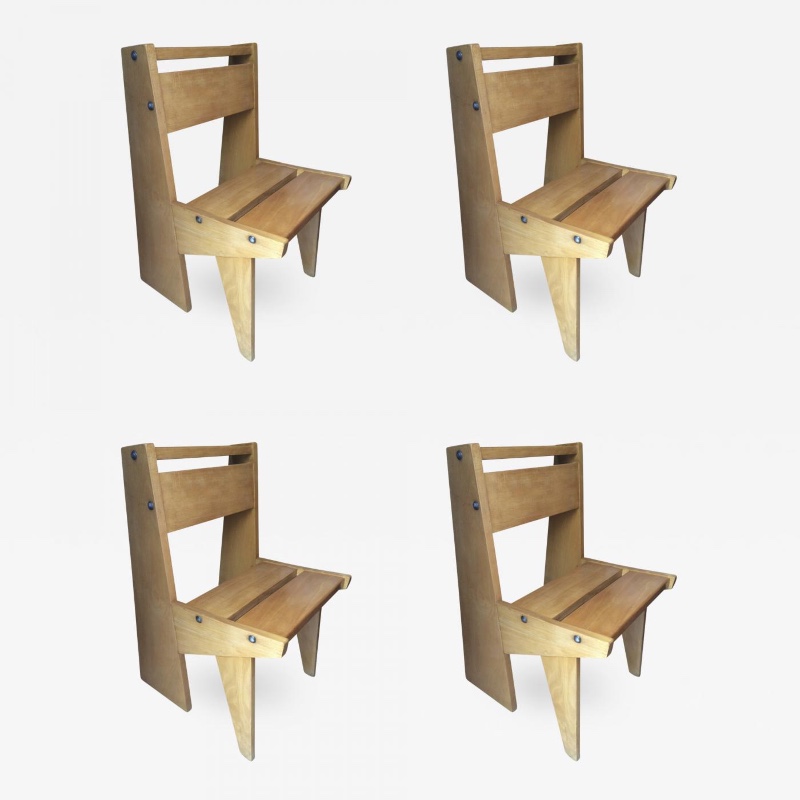 Style of Jeanneret Set of Four Modernist Chairs
