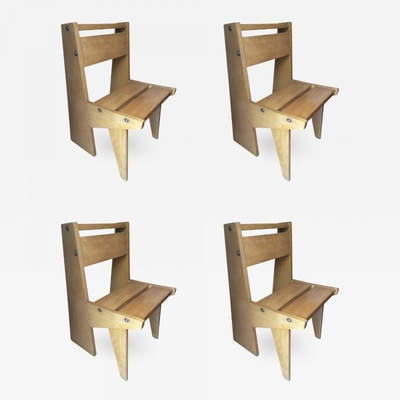 Style of Jeanneret Set of Four Modernist Chairs