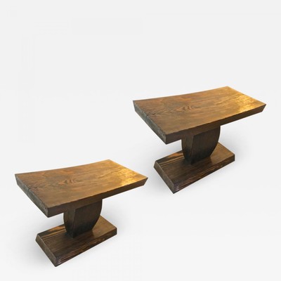 style of Pierre Legrain pair of art deco side tables or stools