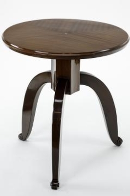 Style of Ruhlmann mahogany side table with a mother of pearl inse