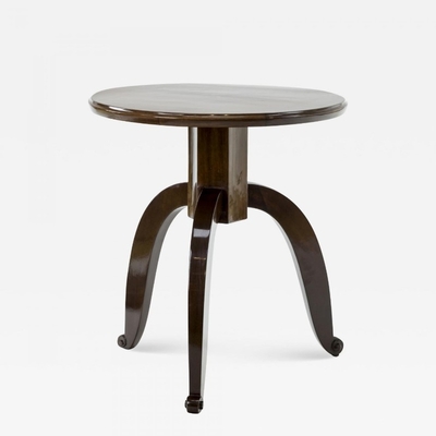 Style of Ruhlmann mahogany side table with a mother of pearl inse