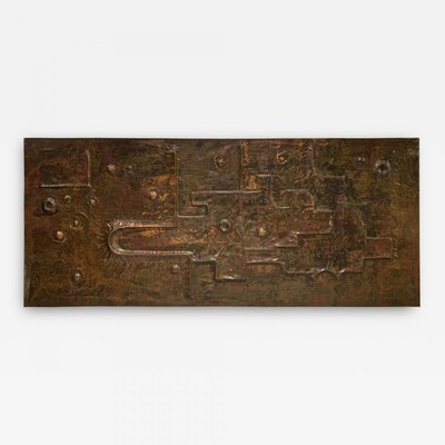 Style of Sabatier awesome 50s repoussé Copper decorative panel