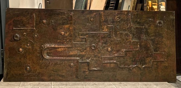 Style of Sabatier awesome 50s repoussé Copper decorative panel