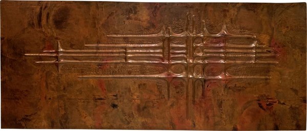 Style of Sabatier awesome 50s repoussé Copper decorative panel