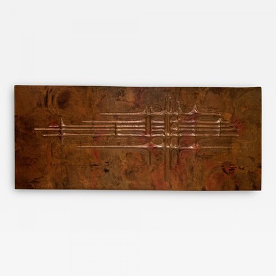 Style of Sabatier awesome 50s repoussé Copper decorative panel