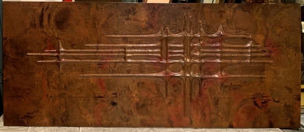 Style of Sabatier awesome 50s repoussé Copper decorative panel