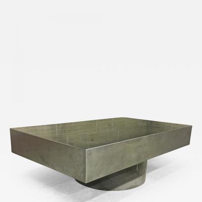 Style Willy Rizzo brushed steel table with lucite lightening base