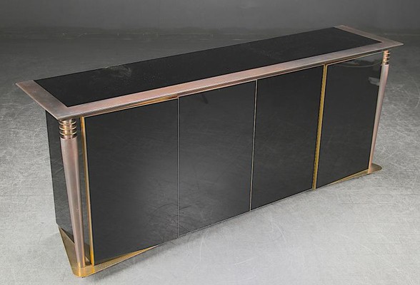 Superb 4 door cabinet with gold bronze and brushed steel accent