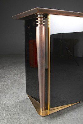 Superb 4 door cabinet with gold bronze and brushed steel accent