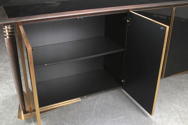 Superb 4 door cabinet with gold bronze and brushed steel accent