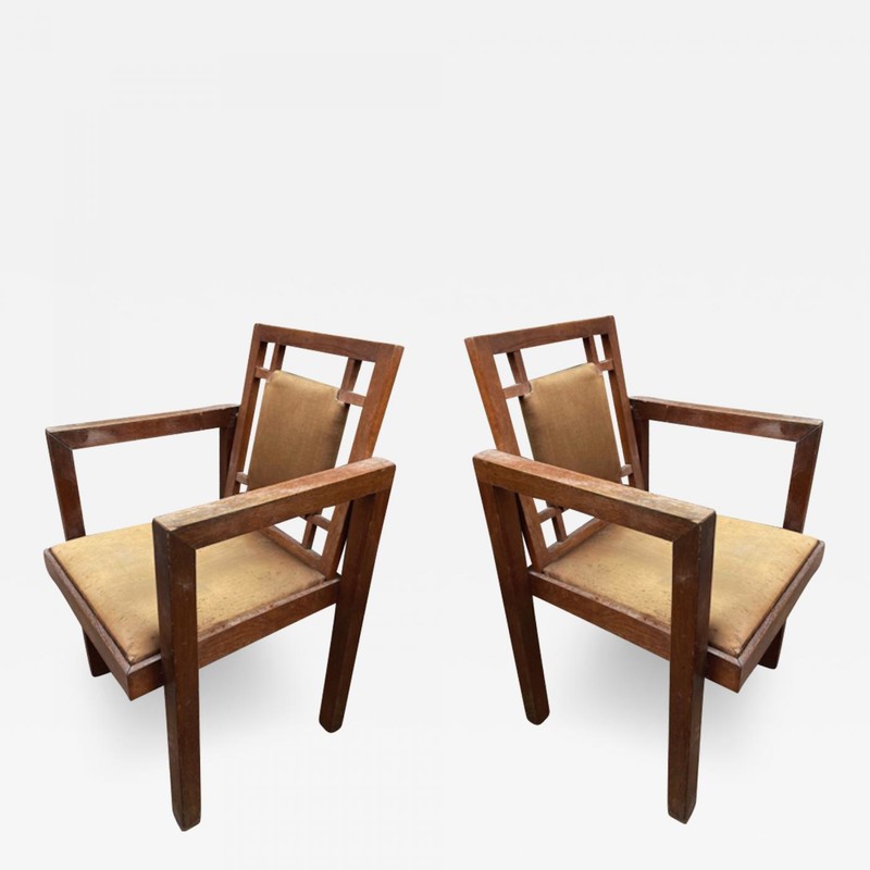 Suzanne Guiguichon rarest pair of modernist arm chairs