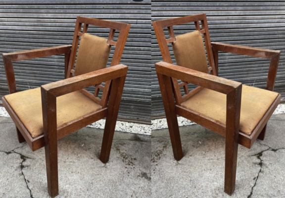 Suzanne Guiguichon rarest pair of modernist arm chairs