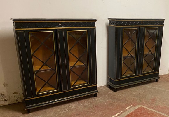 Swedish pair of Neo classical lacquered library