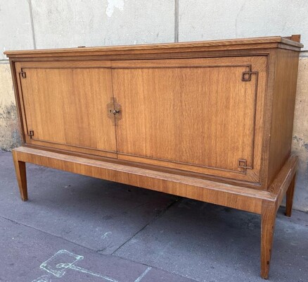 Swedish refinement oak neo classical forties 2 doors cabinet