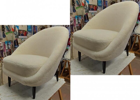 Theo Ruth for Artifort chair newly covered in wool faux fur