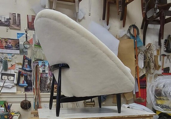 Theo Ruth for Artifort chair newly covered in wool faux fur