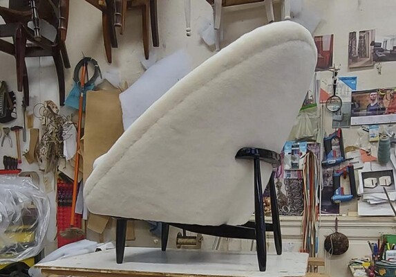 Theo Ruth for Artifort chair newly covered in wool faux fur