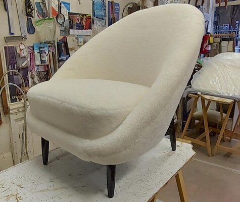Theo Ruth for Artifort chair newly covered in wool faux fur