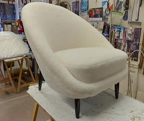 Theo Ruth for Artifort chair newly covered in wool faux fur