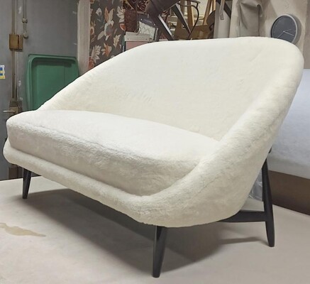 Theo Ruth for Artifort couch newly covered in wool faux fur