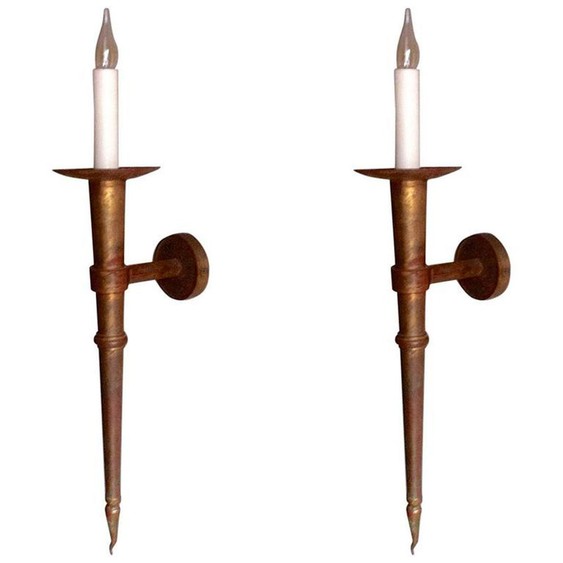Torch Gold Leaf Wrought Iron Sconces