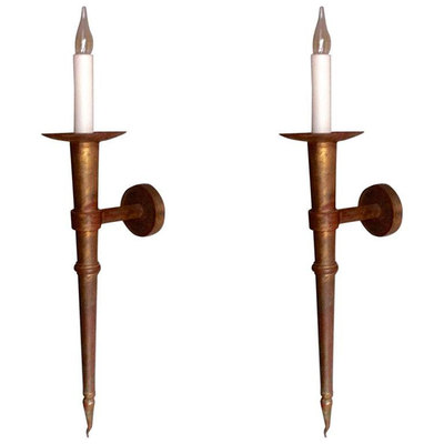 Torch Gold Leaf Wrought Iron Sconces