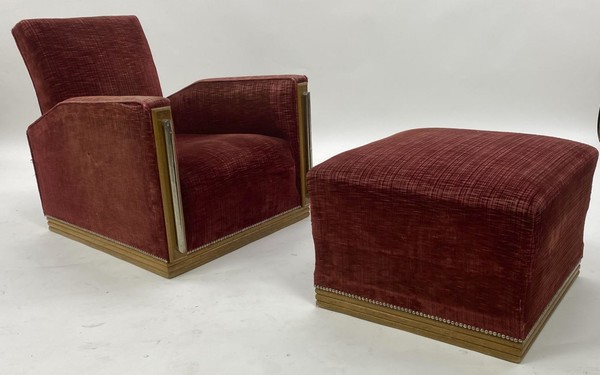 UAM style modernist chair and ottoman set