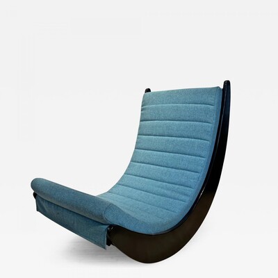Verner Panton Black Rocking Chairs Newly Covered in Kvadrat Cloth