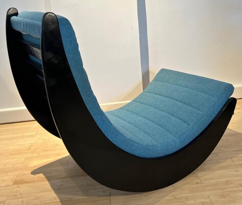 Verner Panton Black Rocking Chairs Newly Covered in Kvadrat Cloth
