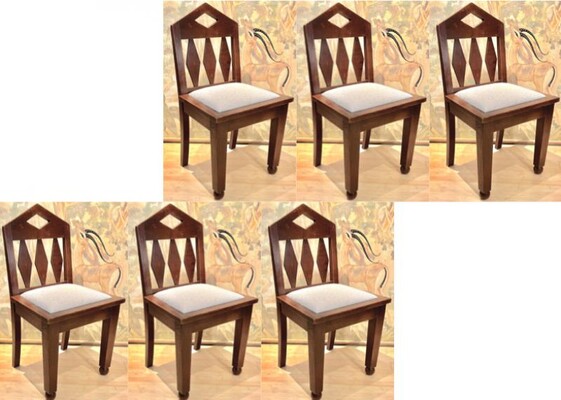 Victor Courtray set of 6 neo gothic brutalist oak dinning chairs