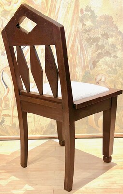 Victor Courtray set of 6 neo gothic brutalist oak dinning chairs