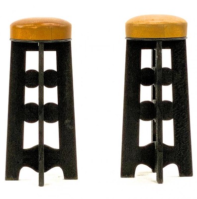 Witty pair of alp black sandblasted stools