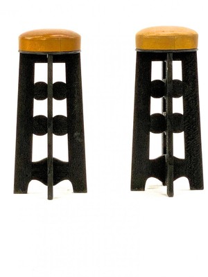 Witty pair of alp black sandblasted stools
